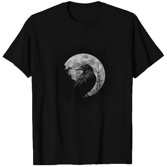 Mystic Black Crow Artwork Full Moon Raven T Shirts