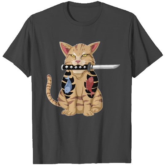 catana cat yakuza T Shirts