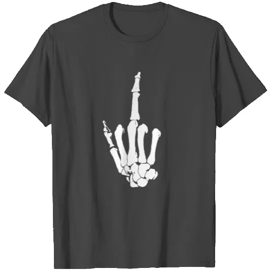 Skeleton middle finger T Shirts