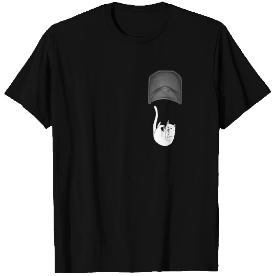 Cat Pocket Middle Finger Up T Shirts