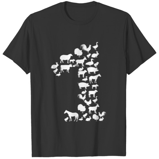 1 Yrs Old Farm Animals Theme Birthday Farming T Shirts