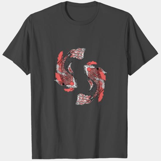 Koi fish yin and yang symbol red koi fishes T Shirts