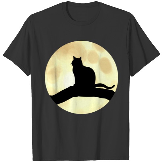Black cat full moon T-shirt