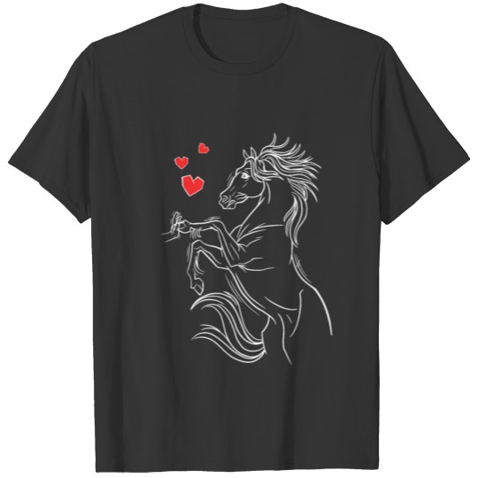 Pony & Horses Love with Red Heart Rider Horses T Shirts