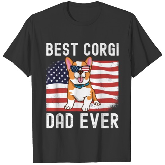 Corgi Dad American Flag 4th of July Usa Corgi Dog T-shirt