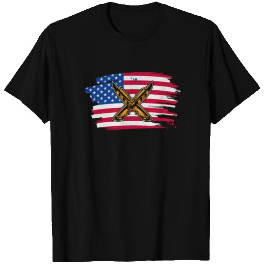 Medieval Weapon American Flag Plague Doctor T Shirts