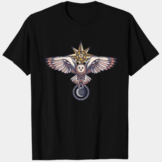 Celestial Barn Owl Tribal Sun Moon T Shirts