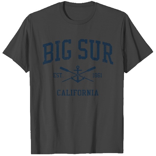 Big Sur CA Vintage Navy Crossed Oars & Boat Anchor T Shirts