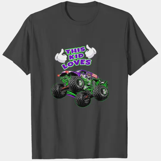 This kid loves Grave Digger Monster jam T Shirts