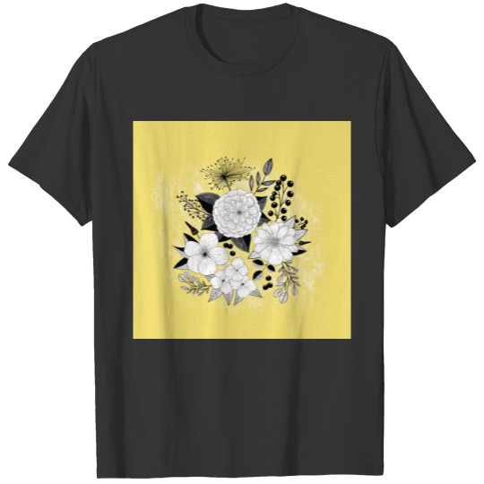 Florals in modern line art. Shabby vintage look T Shirts