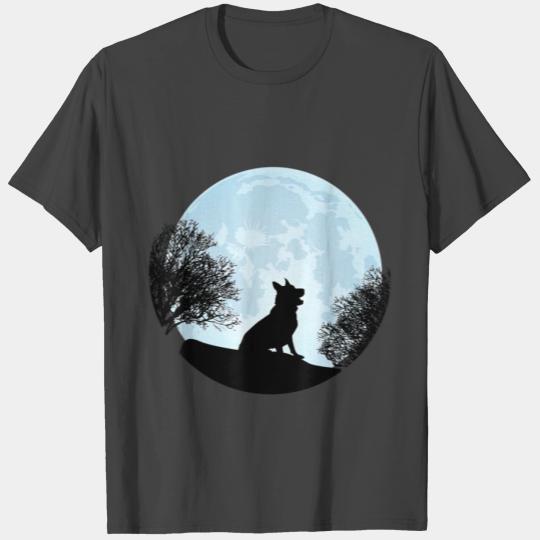 German Shepherd Dog Wolf Moon Cute Silhouette Love T Shirts