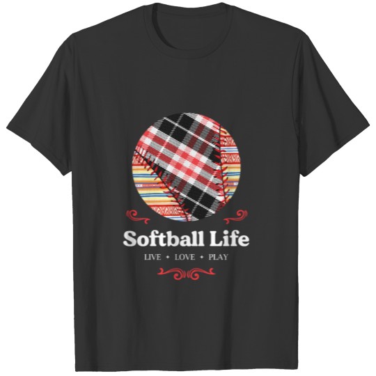 Softball Life Live Love Play Ball Bat Pitcher Gift T-shirt