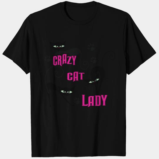 CRAZY CAT lady, pink T Shirts