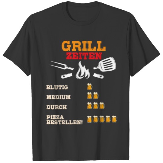 BBQ Timer with Beer, Rare Meat, Grill T-shirt
