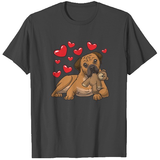 Boerboel dog with stuffed animal and many hearts T Shirts