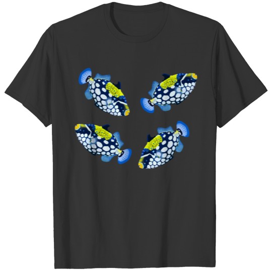 Clown Triggerfish Group, Colorful Pattern - Fish T Shirts