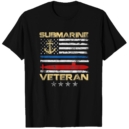 U.S Submarine Veteran American Flag Vintage T Shirts