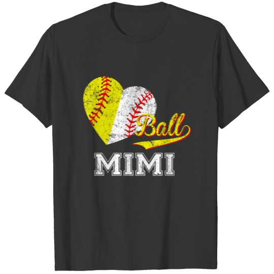 Baseball Softball Ball Heart Mimi Mother s Day T-shirt