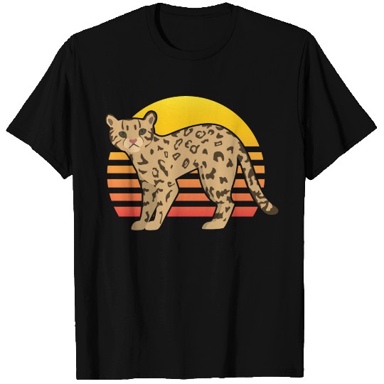 Ocelot Retro Sunset Ocelot Wild Cat Zookeeper T Shirts