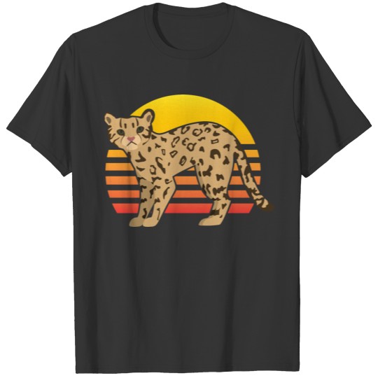 Ocelot Retro Sunset Ocelot Wild Cat Zookeeper T Shirts