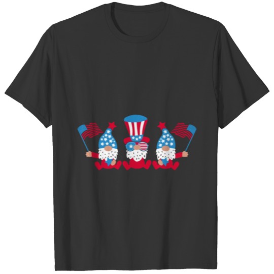 Patriotic Gnomes with USA flag , 4th Of July T Shirts