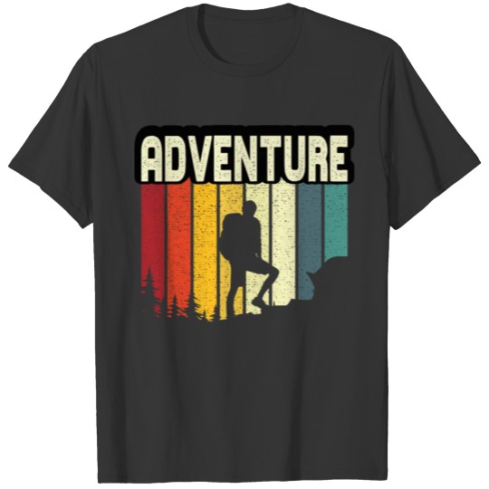 Hiking Retro Sunset Hiker On Mountain T-shirt