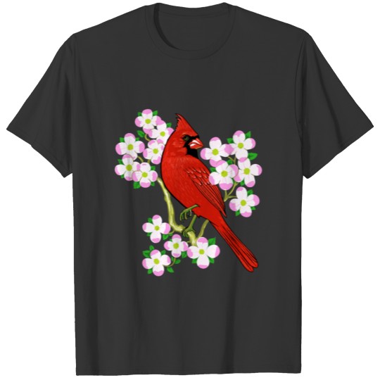 Red Cardinal Bird Dogwood Flower North Carolina Vi T Shirts