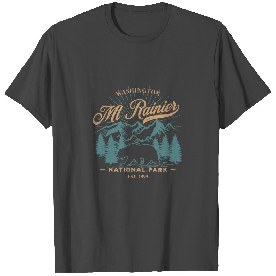 Vintage Mount Rainier National Park Bear Hiking Ca T Shirts
