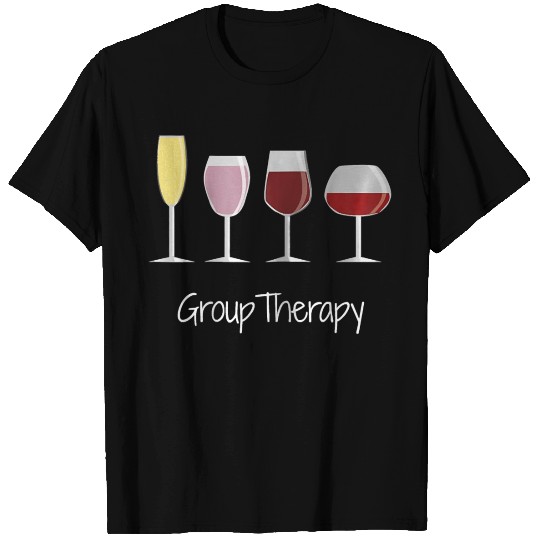 Womens Funny Womens Wine Drinking Group Therapy T Shirts