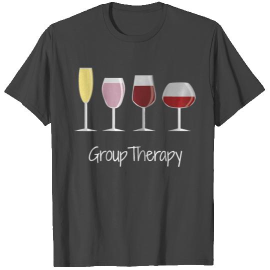 Womens Funny Womens Wine Drinking Group Therapy T Shirts