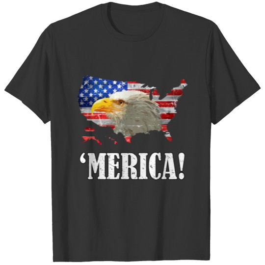 Patriotic eagle merica usa flag 4th of July outfit T-shirt
