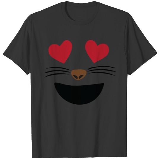 Halloween Costume Smiling Cat Heart Eyes Smile T Shirts