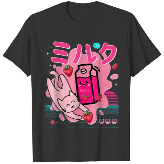 90s Japanese Strawberry Milk Shake Carton Cute T Shirts