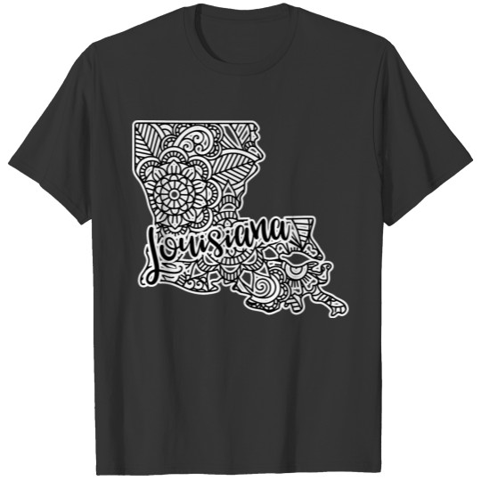 Louisiana USA State Map Mandala Design T Shirts