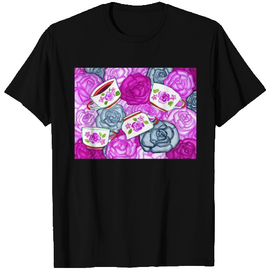 Cups and Roses Violet Palette T Shirts