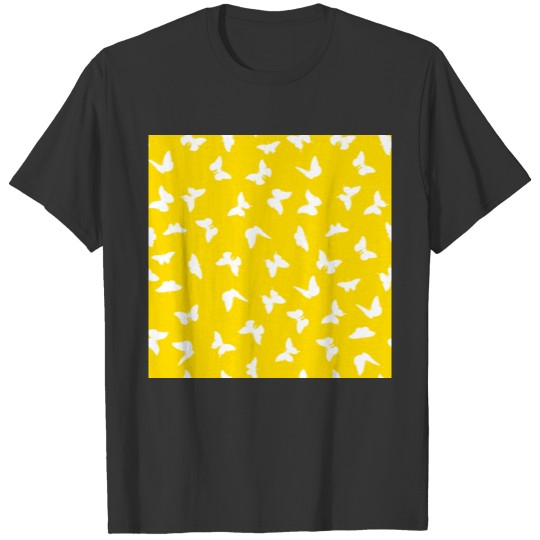 White Butterfly Yellow Background Aesthetic T-shirt
