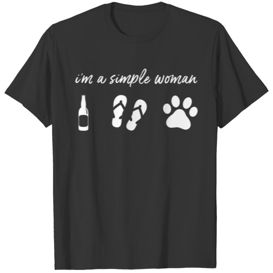 I m A Simple Woman Beer Flip Flops Dog Paw Funny T-shirt
