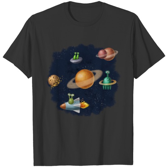 Planets and creatures of open space T-shirt