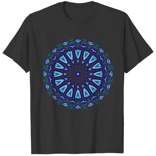 Blue Organic Boho Mandala T-shirt