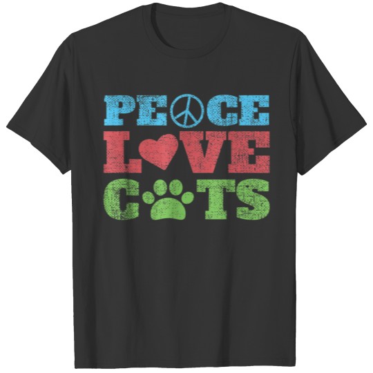 Cat Peace Love Cats Vintage T ShirtCat Peace L T Shirts