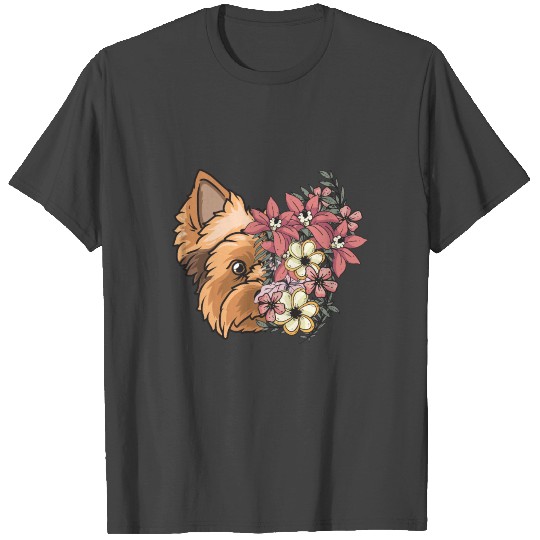 Yorkshire Terrier with flowers T Shirts