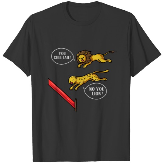 Lion Cheetah Running Contest Funny Saying Design T Shirts