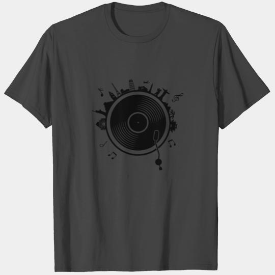 Vinyl Globe Vintage Turntable Record Player Music T Shirts