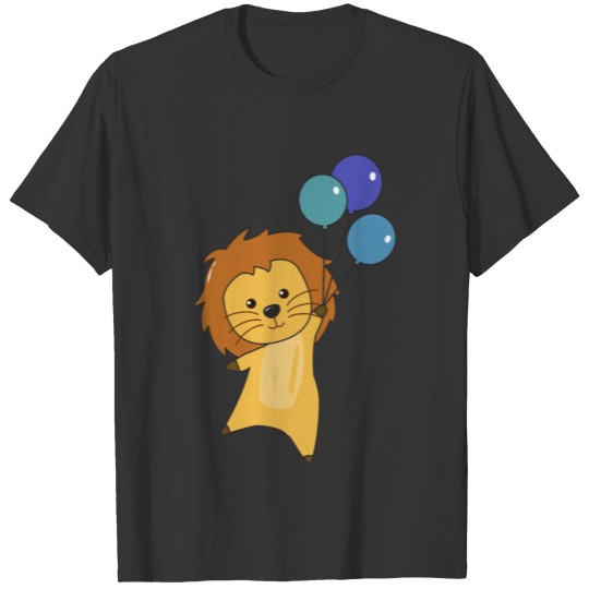 Lion Balloons Flies Upward Cute Animals For Babies T Shirts