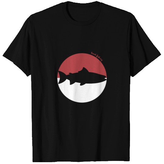 Trout Fishing Circle Silhouette T Shirts