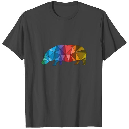 Hippo Hippo Geometric colorful Polygon Art Pet T Shirts