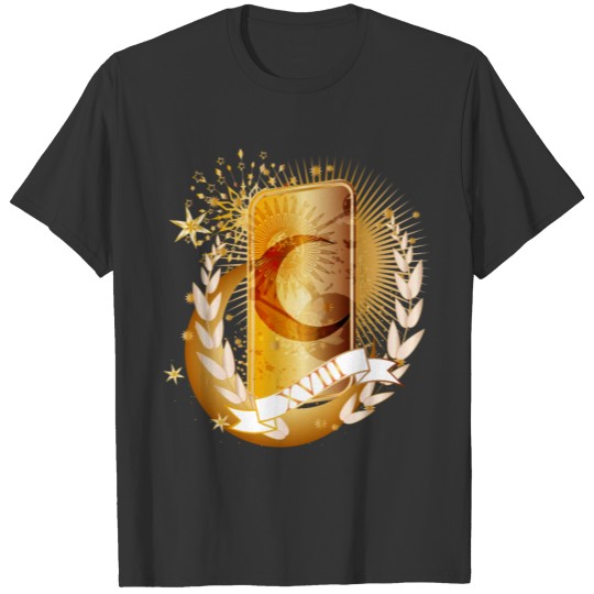 gold shimmering tarot card with the moon symbol T Shirts