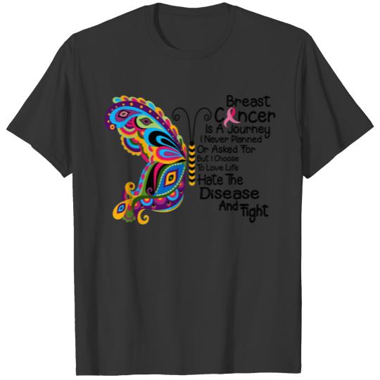 Butterfly Pink Ribbon Breast Cancer Awareness Mont T-shirt