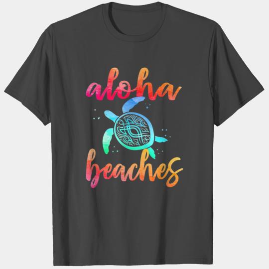 Watercolor Aloha Beaches Turtle Hawaiin Sea Turtle T Shirts