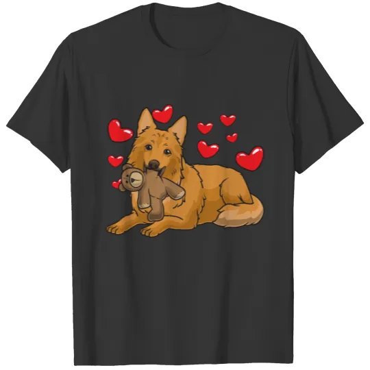 Harzer Fuchs Dog With Stuffed Animal And Hearts T Shirts